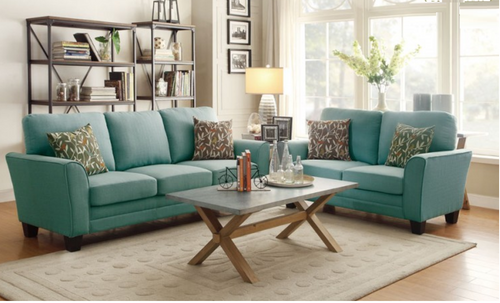 ADAIR COLLECTION 2PCS SOFA AND LOVESEAT TEAL COLOR