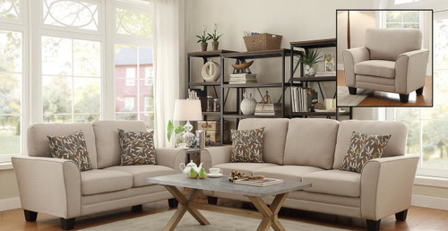 ADAIR COLLECTION 2PCS SOFA AND LOVESEAT BEIGE FABRIC COLOR