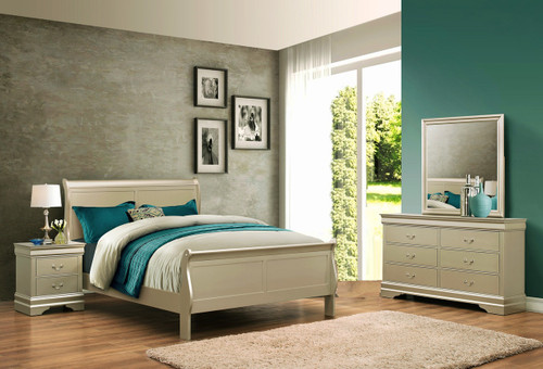 Louis Phillip 6Pcs Bedroom Suite - Champagne