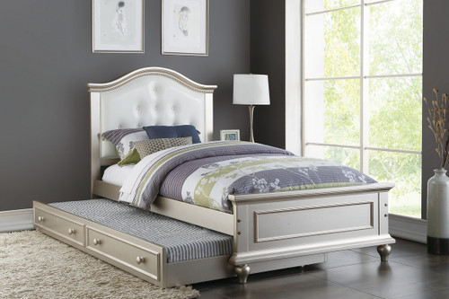 TWIN BED W/TRUNDLE WHT-F9378