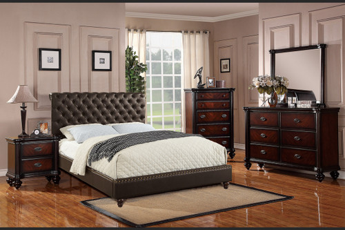 QUEEN/KING BED ESPRESSO LEATHER-F9369