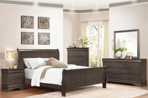 Louis Phillip 7Pcs Bedroom Suite - Dark Gray