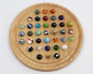 Large Round Marble Solitaire - Oak