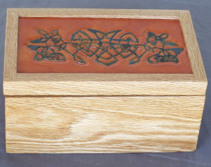 Invisible Hinge Box Oak Leather Celtic Knot1