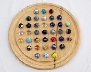 Large Round Marble Solitaire - Ambrosia/Wormy Maple