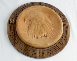 Four Player Cribbage Board Eagle Head Cherry and Walnut