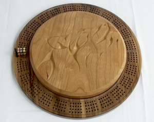 Four Player Cribbage Board Wolf Cherry and Walnut
