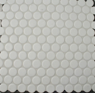 Jumbo Matt White Penny Round Mosaic