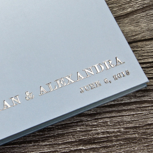 Pale Blue Satin Wedding Guest Book