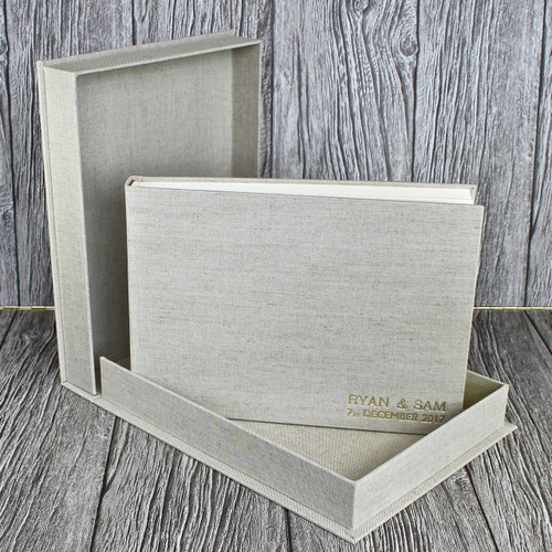 Natural Oatmeal Linen Clamshell Box (Box Only)