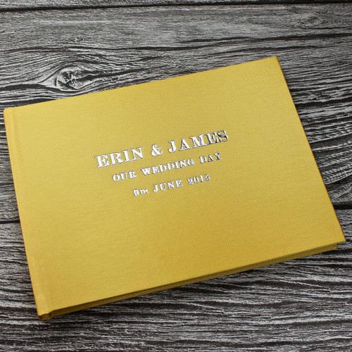 Yellow Satin Wedding Guest Book