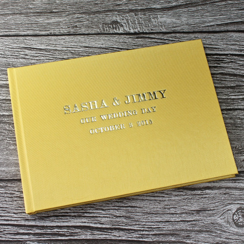 Yellow Satin Wedding Guest Book
