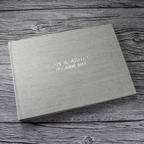 Natural Oatmeal Linen Photo Booth Guest Book