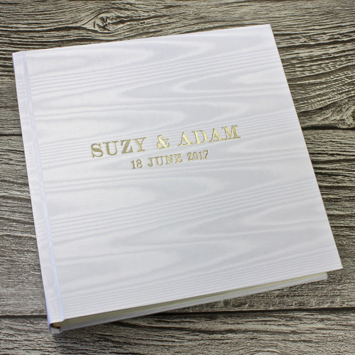 White Moiré Satin Taffeta Photo Album