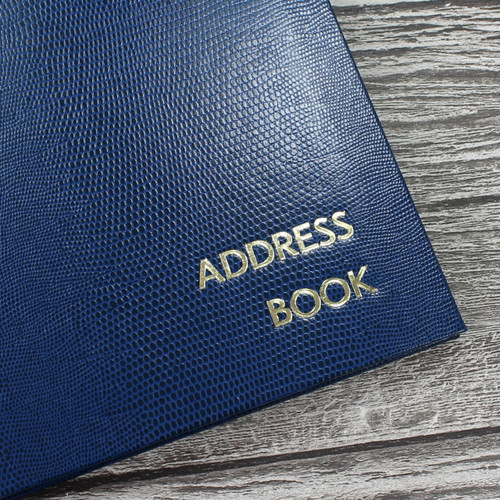 Personalised Address Book - Royal Blue Lizard Effect Finish