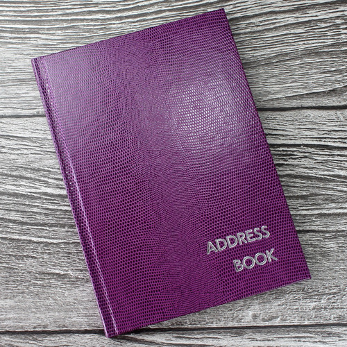 Personalised Address Book - Plum Lizard Effect Finish