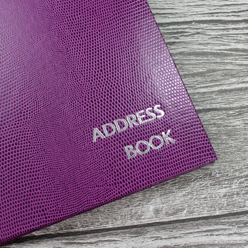 Personalised Address Book - Plum Lizard Effect Finish