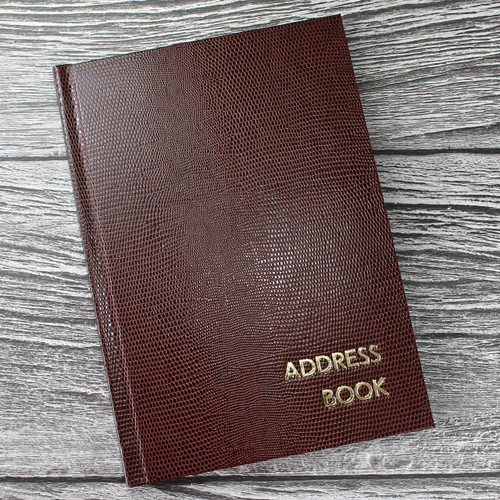 Personalised Address Book - Brown Lizard Effect Finish