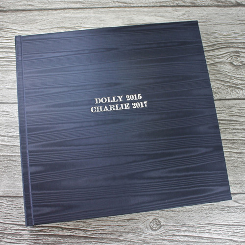 Navy Moiré Satin Taffeta Photo Album