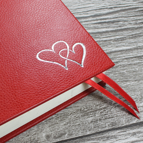 Traditional Classic 'Love Hearts' Red Leather Photo Album