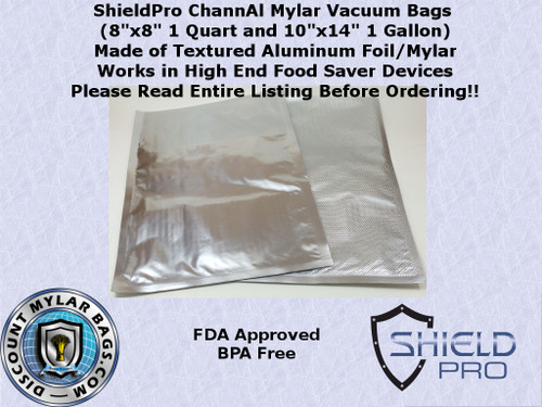 1-Quart Textured Mylar Vaccum Seal Channel Bags (8"x8") (Case of 500)