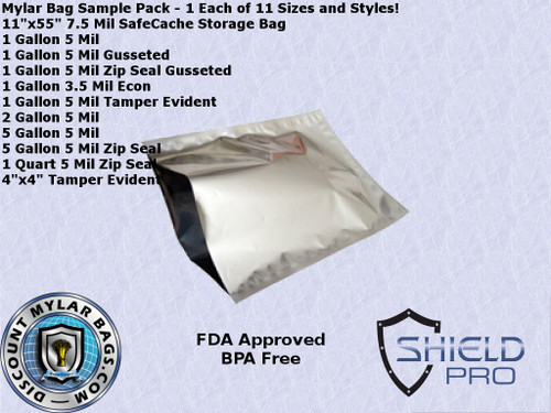 Mylar Bag Sample Pack - 1 Each of our 15 Sizes and Styles