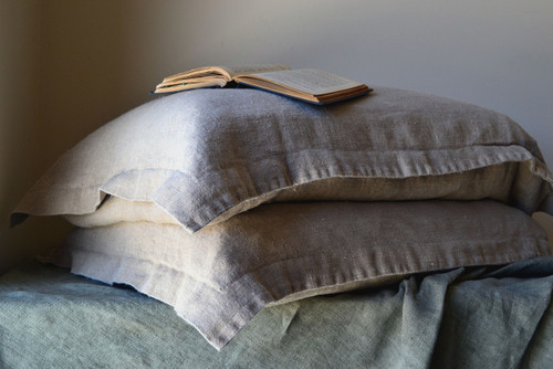 Natural Rustic Rough Stonewashed linen pillow cases set of 2