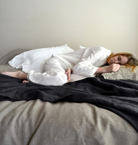 Luxurious natural stonewashed linen sleepwear. Pajama Set