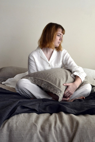 Luxurious natural stonewashed linen sleepwear. Pajama Set
