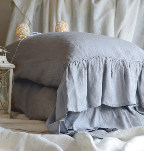 Light Grey stonewashed linen pillow cases, set of 2
