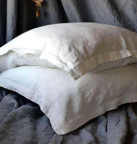 Natural Rustic Rough Ivory Linen Pillowcases, set of 2