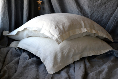 Natural Rustic Rough Ivory Linen Pillowcases, set of 2
