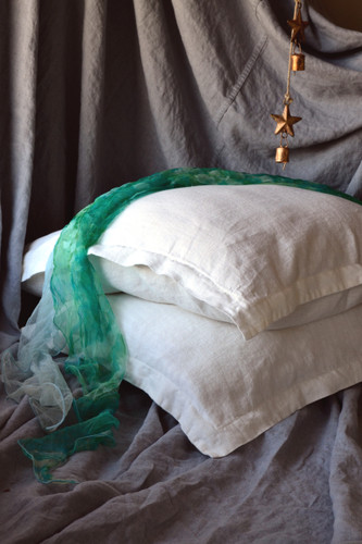 Natural Rustic Rough Ivory Linen Pillowcases, set of 2