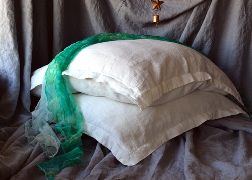 Natural Rustic Rough Ivory Linen Pillowcases, set of 2