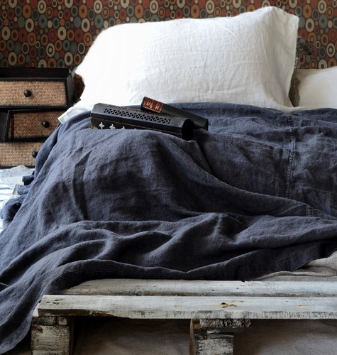 Peppercorn Dark Grey Rustic Heavy Linen Bed cover/Coverlet