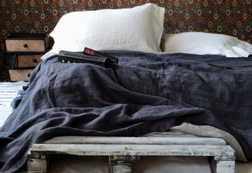Peppercorn Dark Grey Rustic Heavy Linen Bed cover/Coverlet