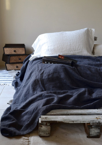 Peppercorn Dark Grey Rustic Heavy Linen Bed cover/Coverlet