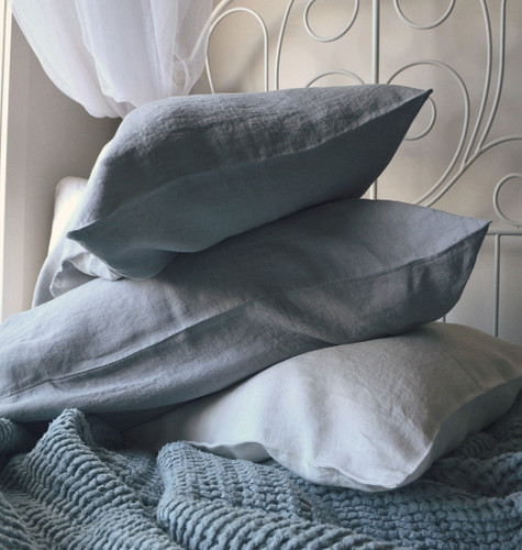 Light grey stonewashed linen pillow case