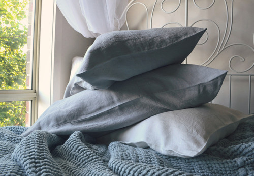 Light grey stonewashed linen pillow case