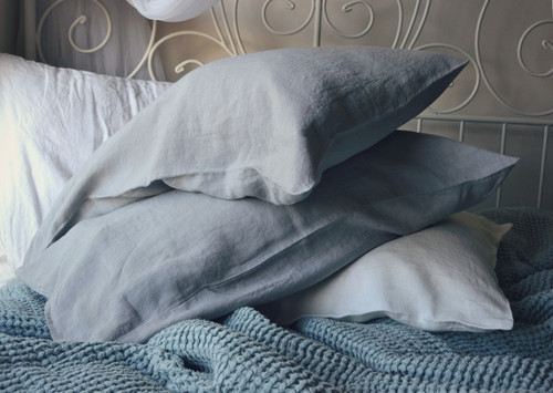 Light grey stonewashed linen pillow case