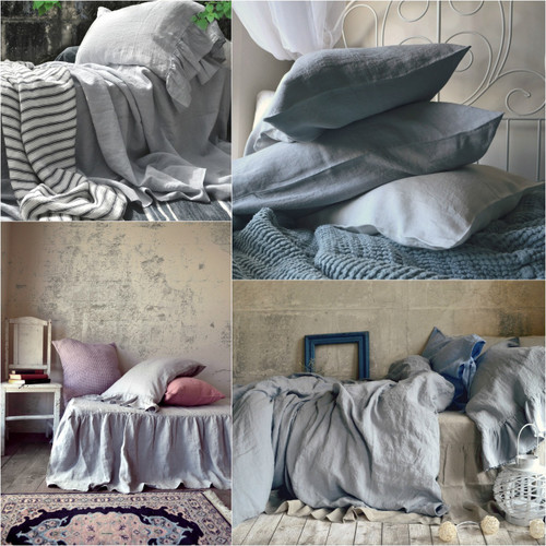 Light grey stonewashed linen pillow case