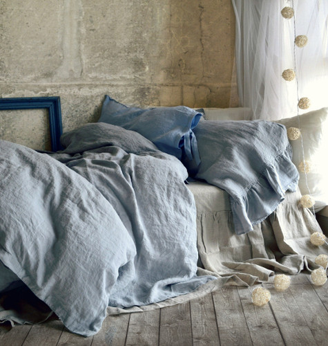 Pure Elegance, light grey stonewashed linen duvet/quilt cover