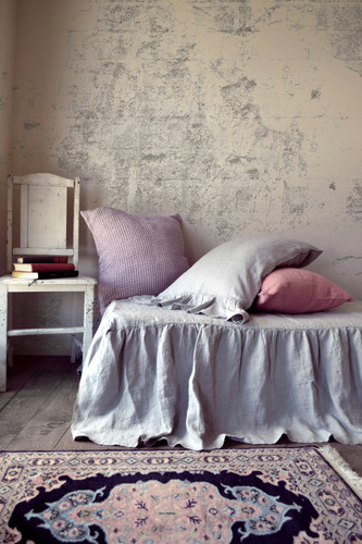 Ruffled Bedskirt⎮Bed Valance⎮Light Grey natural linen