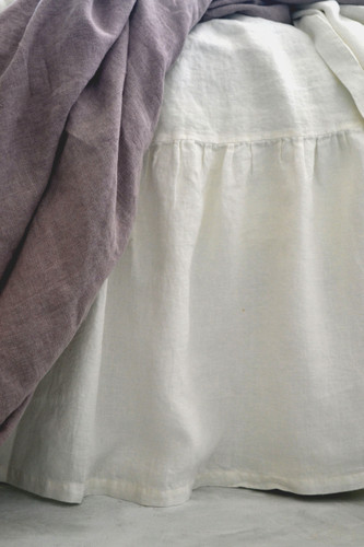 Antique White Linen Ruffled Valance⎮Bedskirt⎮Dust Ruffle