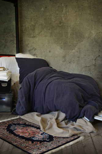Midnight Blue stonewashed linen duvet/quilt cover