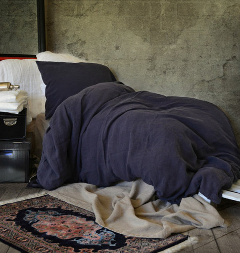 Midnight Blue stonewashed linen duvet/quilt cover