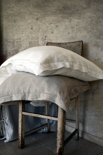 Pure Elegance natural stonewashed linen pillow case with hemstitch