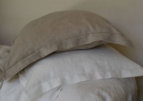 Pure Elegance natural stonewashed linen pillow case with hemstitch