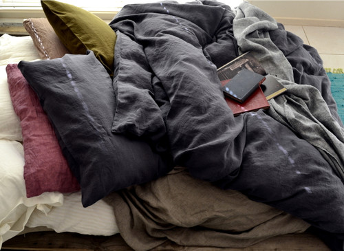 Charcoal stonewashed linen duvet/quilt cover