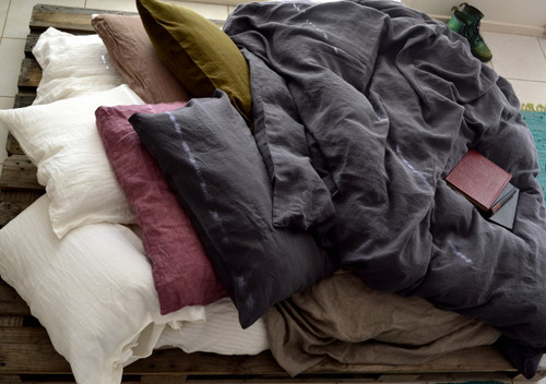 Charcoal stonewashed linen duvet/quilt cover